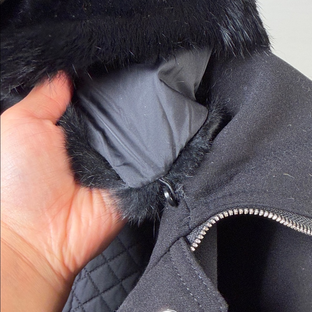 RUDSAK Black Trench Coat with Faux Fur Collar - Picture 8 of 9